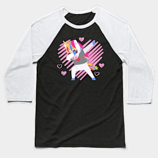 Dabbing Unicorn Hearts Valentine's Day Design Baseball T-Shirt